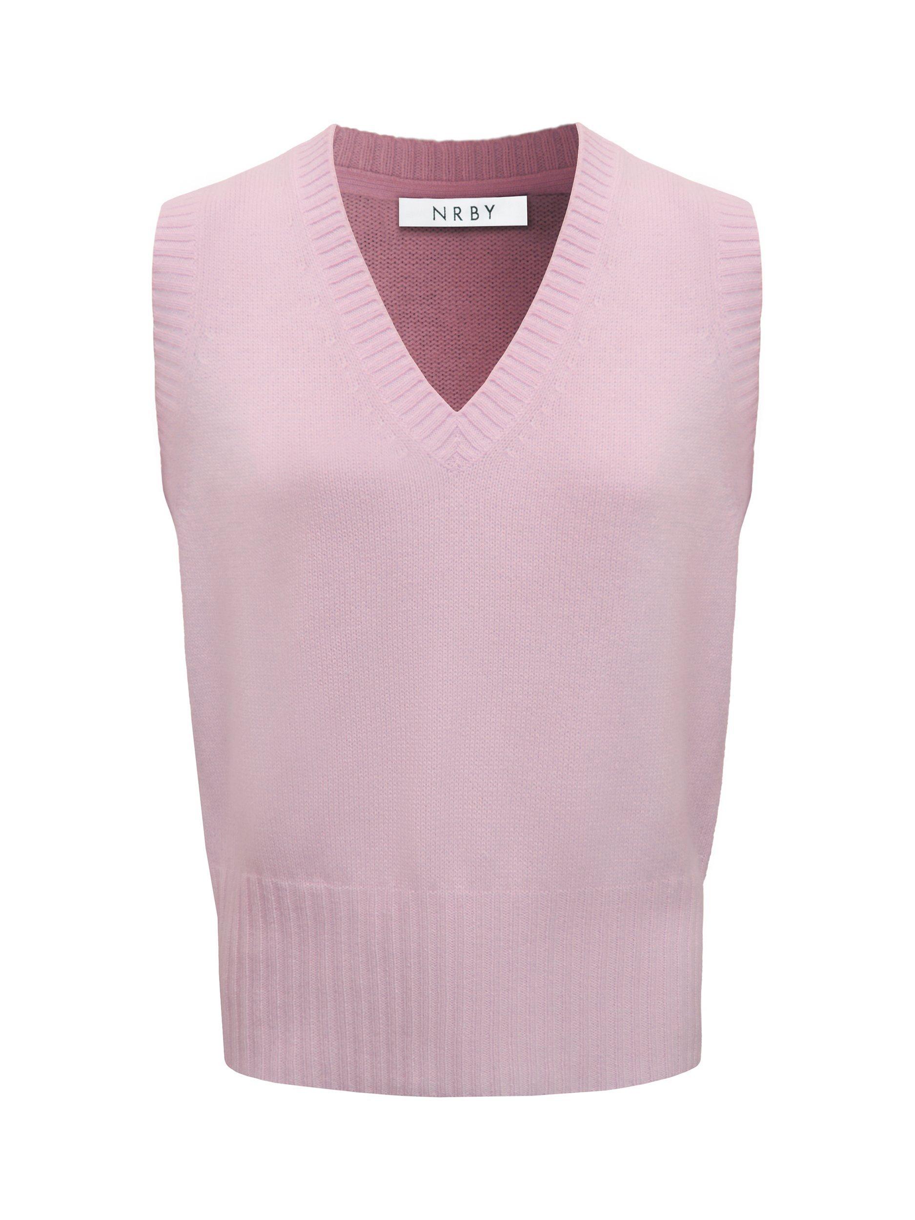 Product image 6 of 6, which shows NRBY Vee Pure Cashmere Tank Top, Soft Pink, S