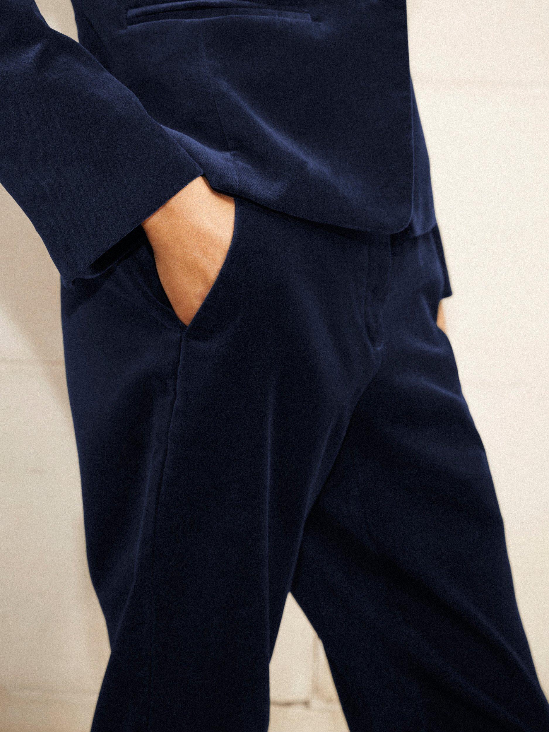 Product image 6 of 7, which shows NRBY Imogen Cotton Velvet Trousers, Dark Navy, 10