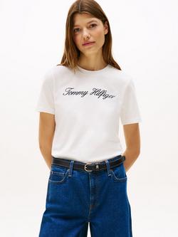 Tommy Hilfiger Script Logo T-Shirt, Ecru, Ecru