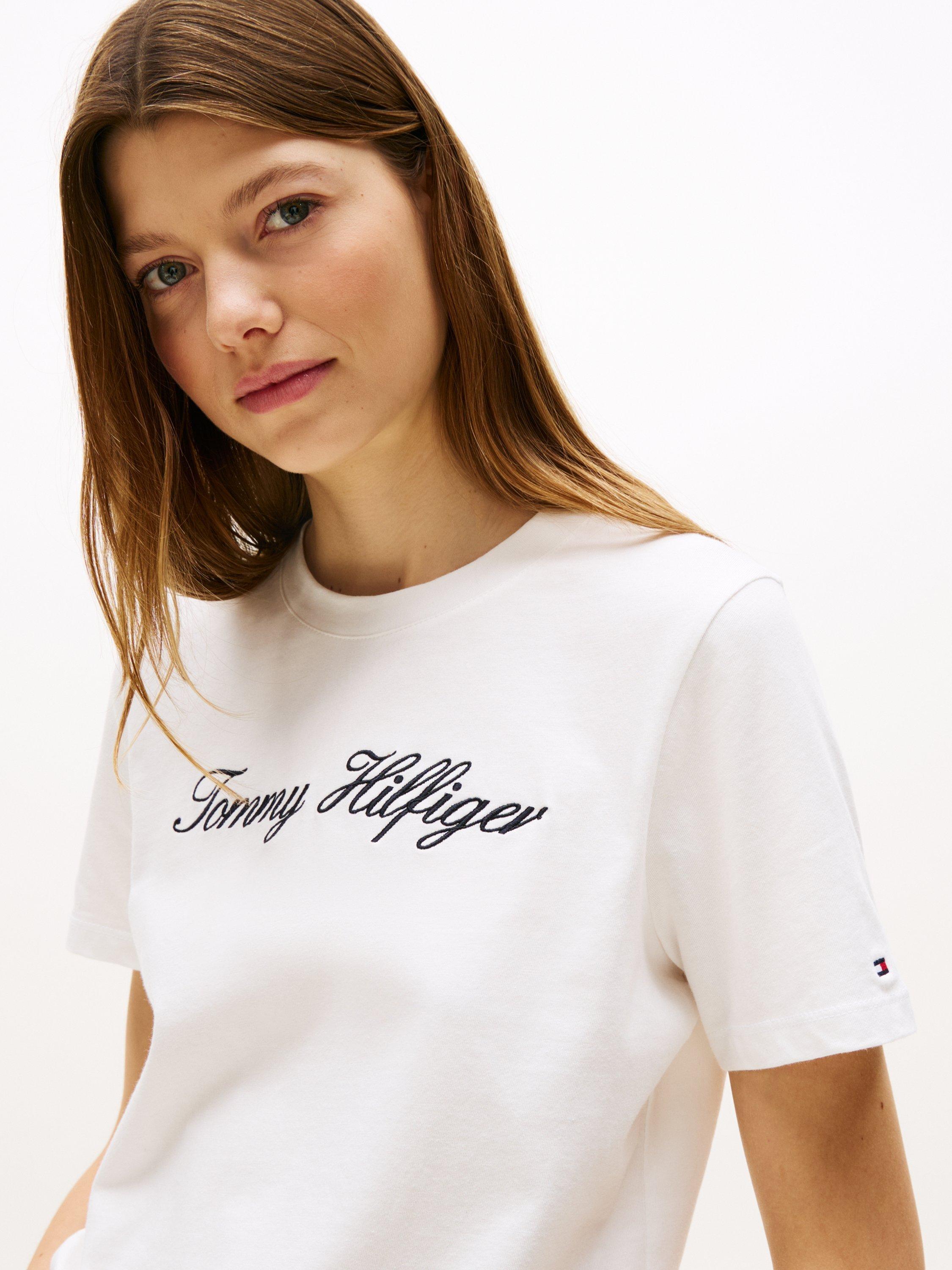 Product image 4 of 5, which shows Tommy Hilfiger Script Logo T-Shirt, Ecru, XXL