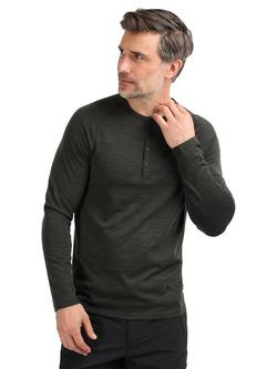 Rohan Men's Merino Union 150 Long Sleeve Henley Shirt, Tundra Brown Marl