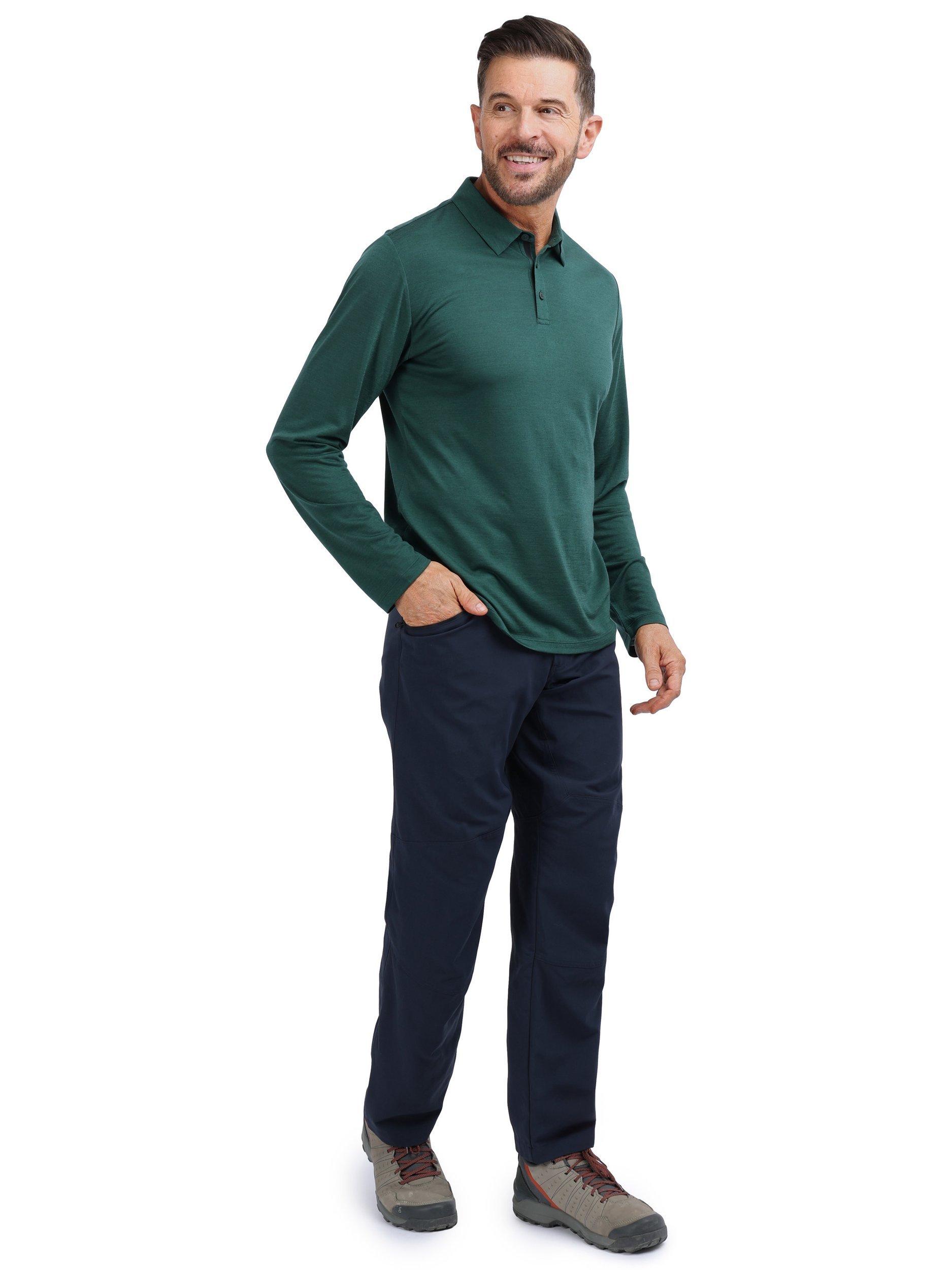 Product image 4 of 11, which shows Rohan Men's Merino Cool Polo Top, Fir Green, S