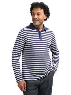 Rohan Men's Strand Long Sleeve Polo Shirt, Blue/Red Stripe, Blue/Red Stripe