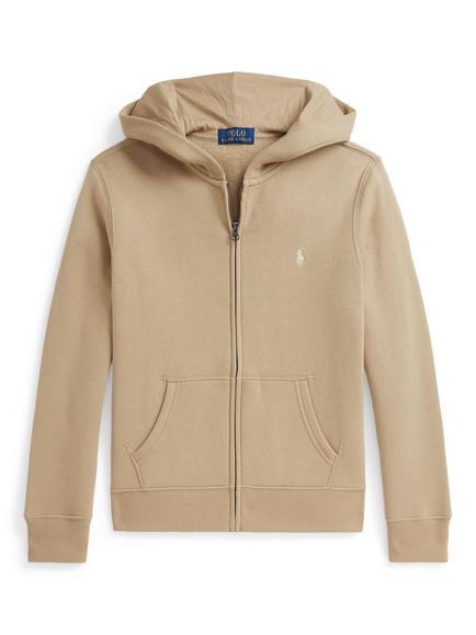 Ralph Lauren Kids' Cotton Blend Zipped Hoodie, Classic Khaki, Classic Khaki