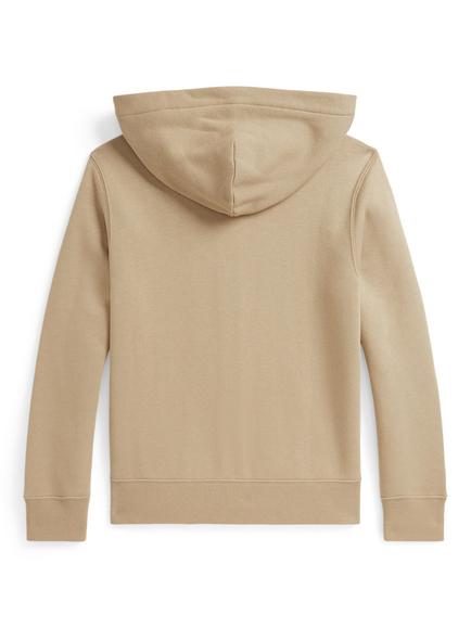 Ralph Lauren Kids' Cotton Blend Zipped Hoodie, Classic Khaki - view 2, Classic Khaki