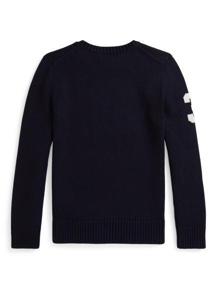 Ralph Lauren Kids' Cotton Blend Bear Logo Crew Neck Jumper - view 2, Rl Navy