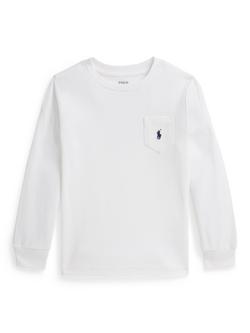 Ralph Lauren Kids' Cotton Logo Print Long Sleeve T-Shirt, White, White