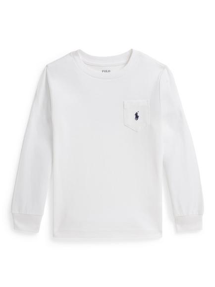 Ralph Lauren Kids' Cotton Logo Print Long Sleeve T-Shirt, White, White
