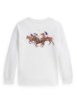 Ralph Lauren Kids' Cotton Logo Print Long Sleeve T-Shirt, White - view 2, White