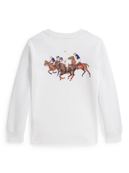 Ralph Lauren Kids' Cotton Logo Print Long Sleeve T-Shirt, White - view 2, White