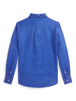 Ralph Lauren Kids' Sports Linen Logo Shirt, New Iris Blue - view 2, New Iris Blue