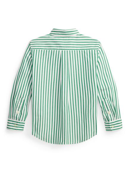 Ralph Lauren Kids' Woven Stripe Logo Shirt - view 2, Cruise Green/White