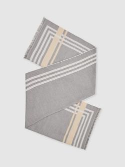 Reiss Camila Border Stripe Scarf, Grey, Grey