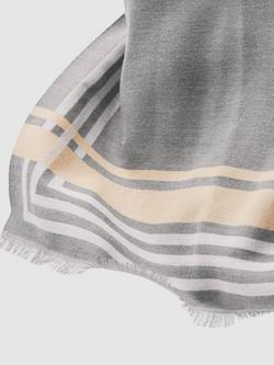 Reiss Camila Border Stripe Scarf, Grey - view 2, Grey