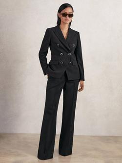Reiss Lia Double Breasted Wool Blend Blazer, Black, Black