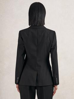 Reiss Lia Double Breasted Wool Blend Blazer, Black - view 2, Black