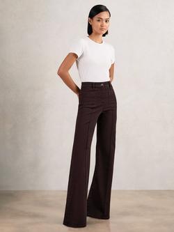 Reiss Sakura Patch Pocket Flared Jeans, Burgundy, Burgundy