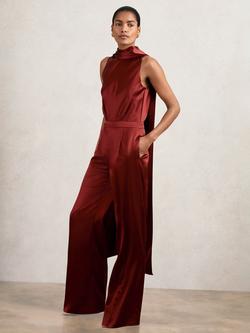 Reiss Farah Cape Back Jumpsuit, Dark Red, Dark Red