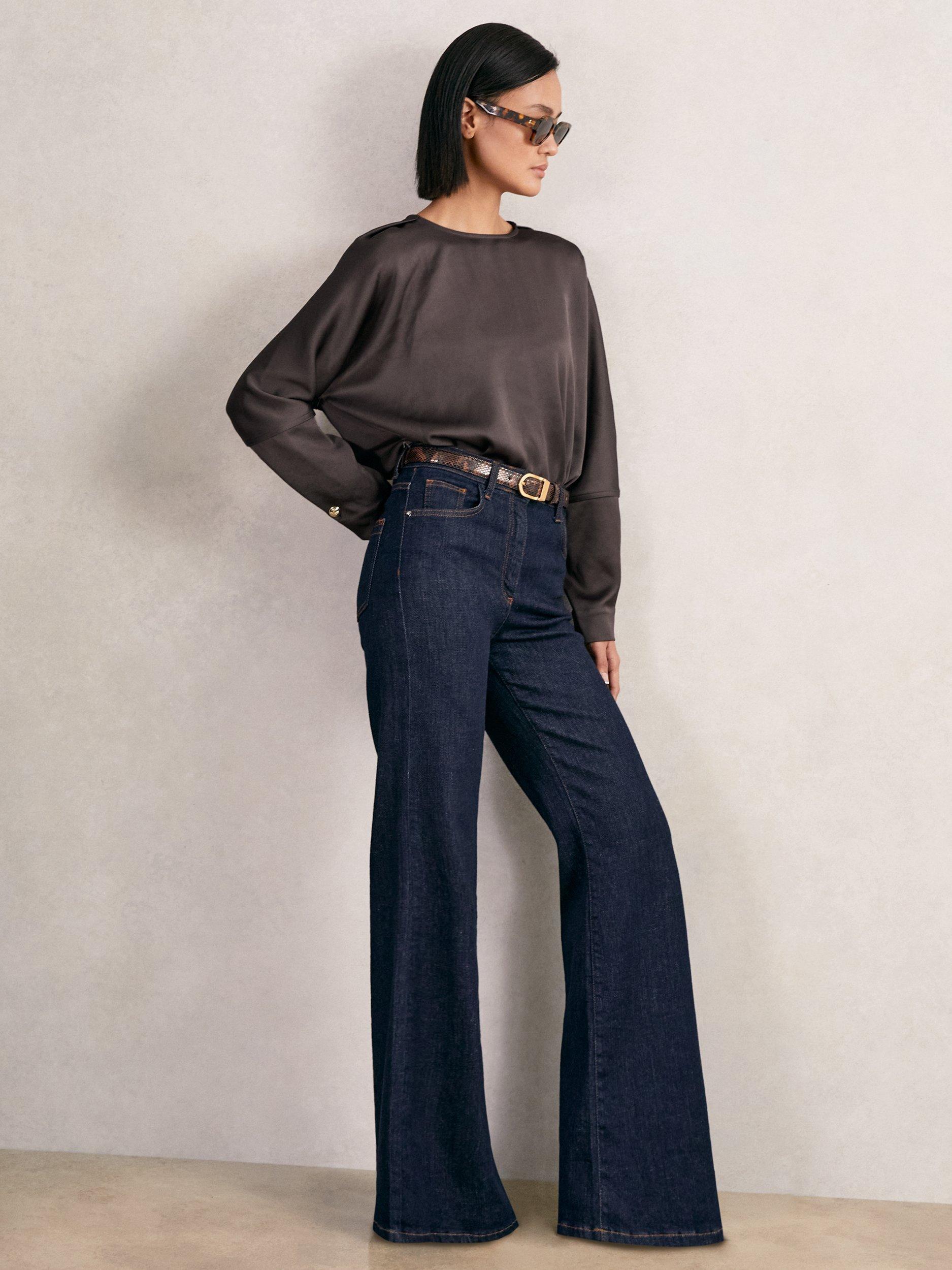 Product image 1 of 5, which shows Reiss Natalia Long Sleeve Button Back Top, Mauve, 10