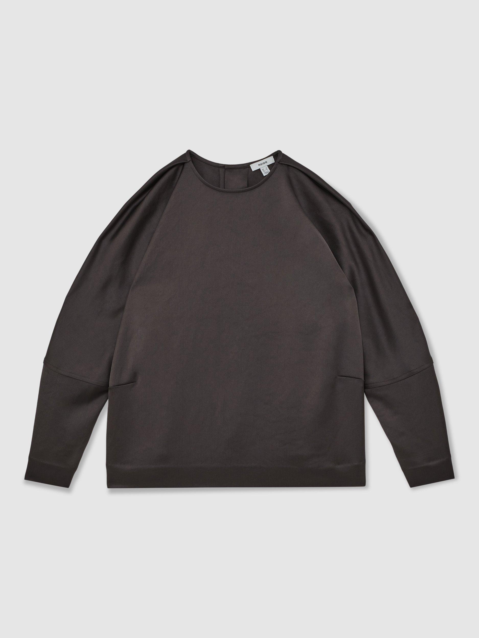 Product image 3 of 5, which shows Reiss Natalia Long Sleeve Button Back Top, Mauve, 10