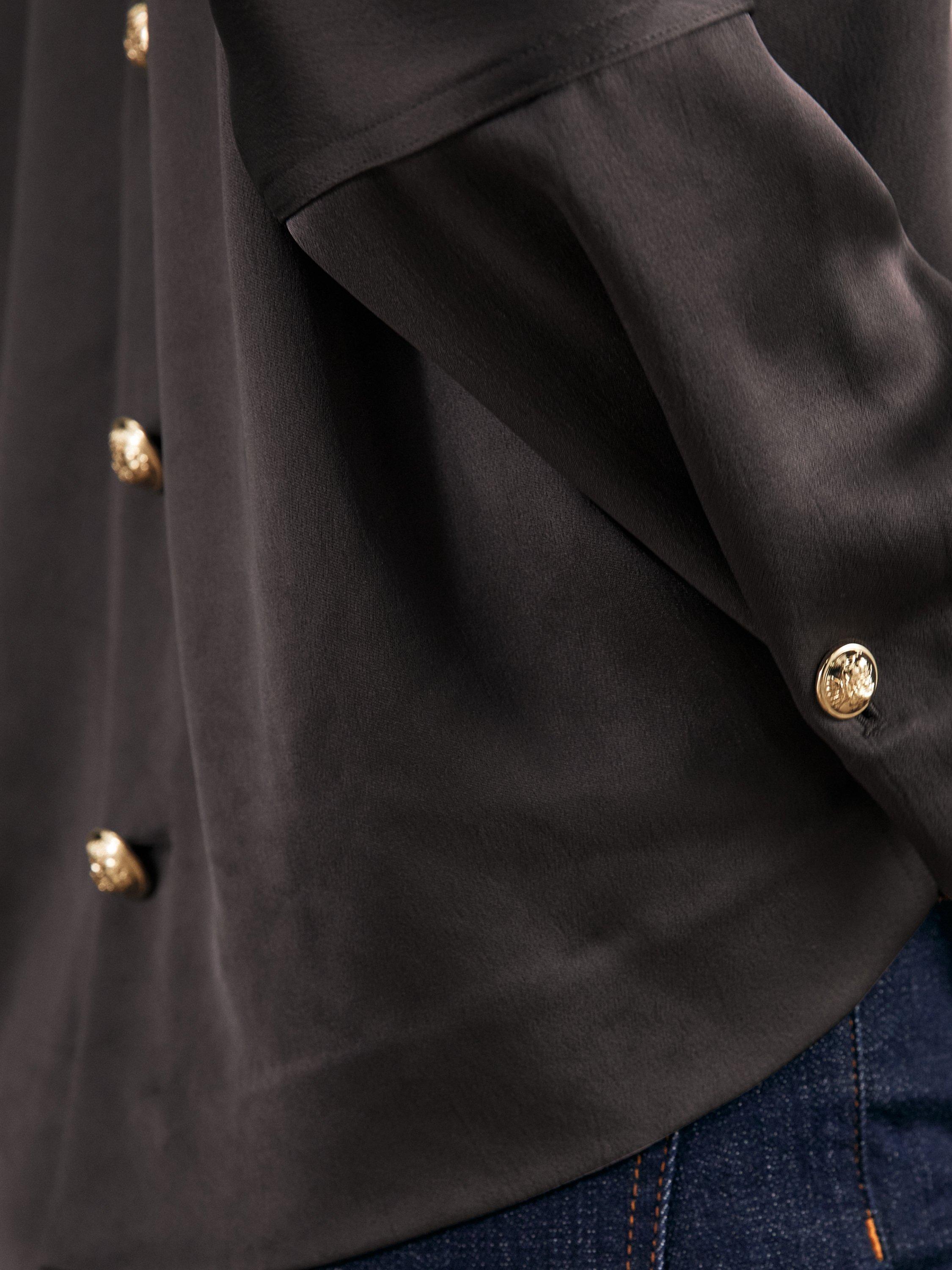 Product image 5 of 5, which shows Reiss Natalia Long Sleeve Button Back Top, Mauve, 10