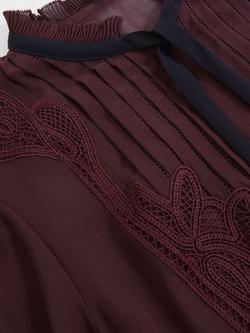 Reiss Sara Embroidered Lace Top, Burgundy - view 2, Burgundy