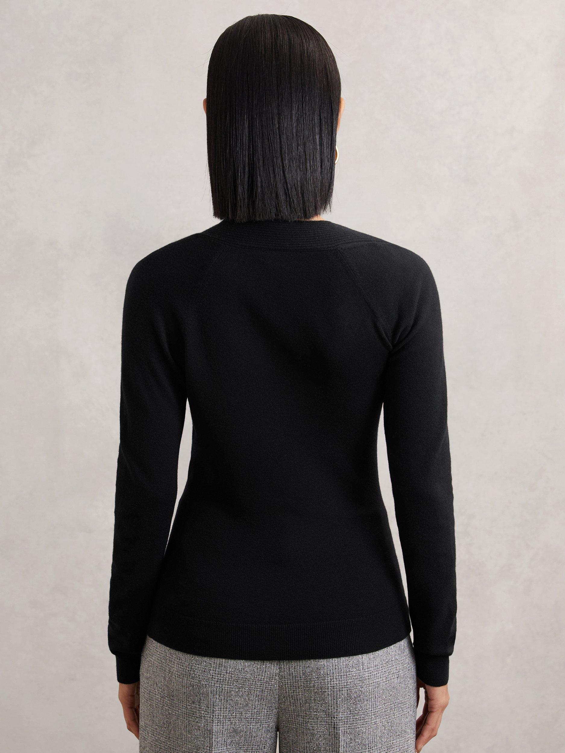 Product image 2 of 5, which shows Reiss Zoie Asymmetric Wool Rich Top, Black, XS