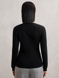 Reiss Zoie Asymmetric Wool Rich Top - view 2, Black