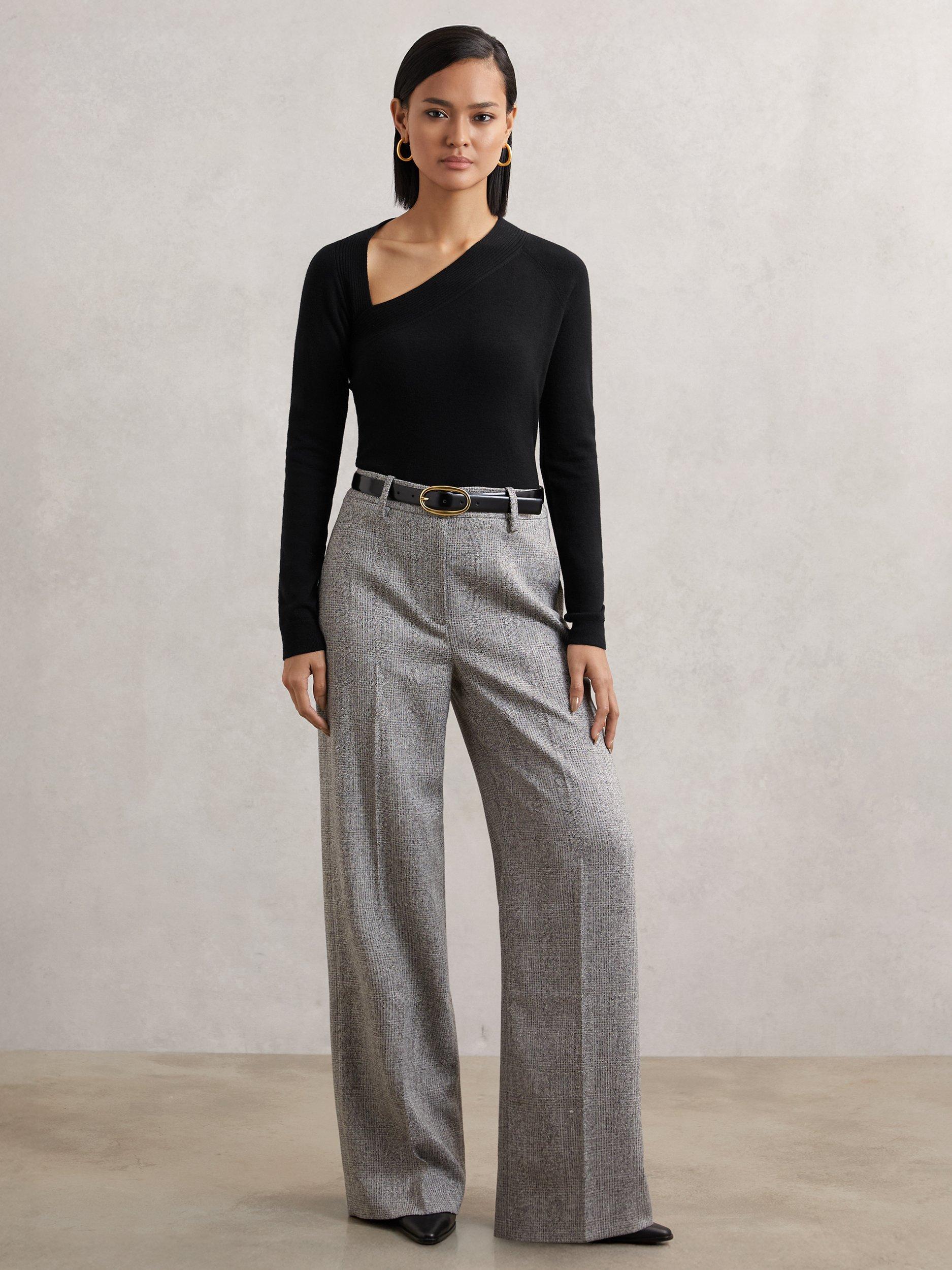 Product image 5 of 5, which shows Reiss Zoie Asymmetric Wool Rich Top, Black, XS