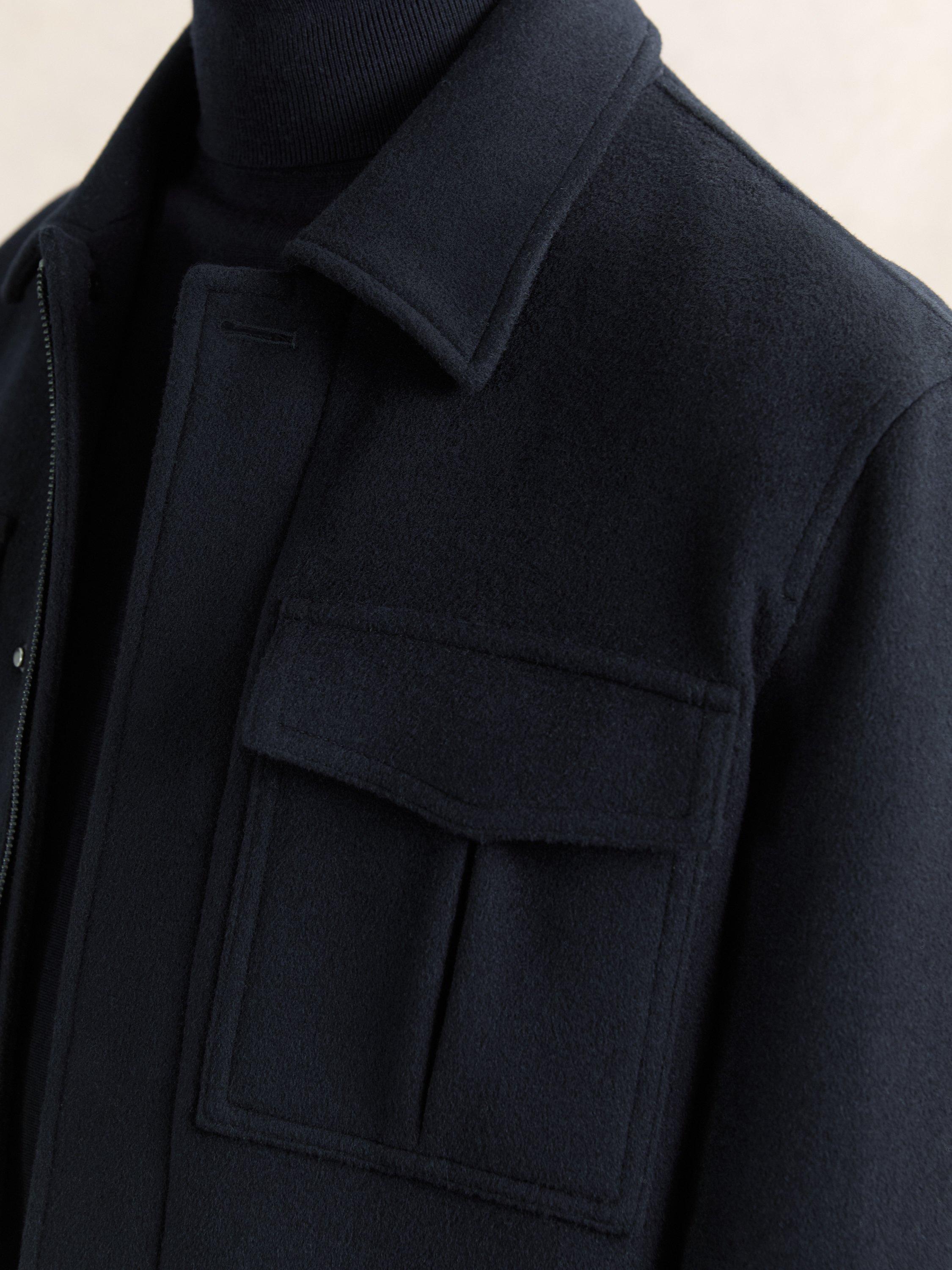 Product image 5 of 5, which shows Reiss Perisil Wool Blend Twin Pocket Zipped Jacket, Navy, S