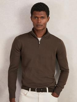 Reiss Blackhall Half Zip Merino Wool Jumper, Chocolate Brown, Chocolate Brown
