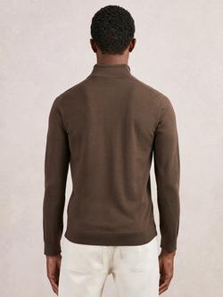 Reiss Blackhall Half Zip Merino Wool Jumper, Chocolate Brown - view 2, Chocolate Brown