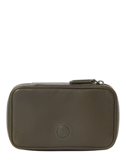 OSPREY LONDON Compass Leather Travel Manager, Black, Dark Olive