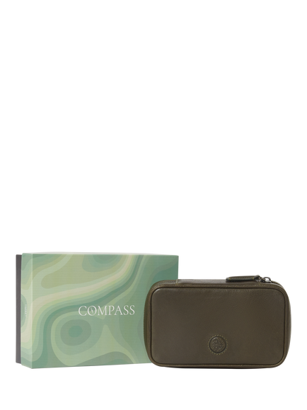 OSPREY LONDON Compass Leather Travel Manager, Black - view 2, Dark Olive