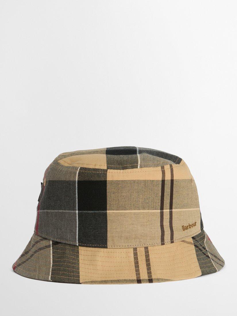 Product image 1 of 5, which shows Barbour Telfield Tartan Bucket Hat, Brown, S