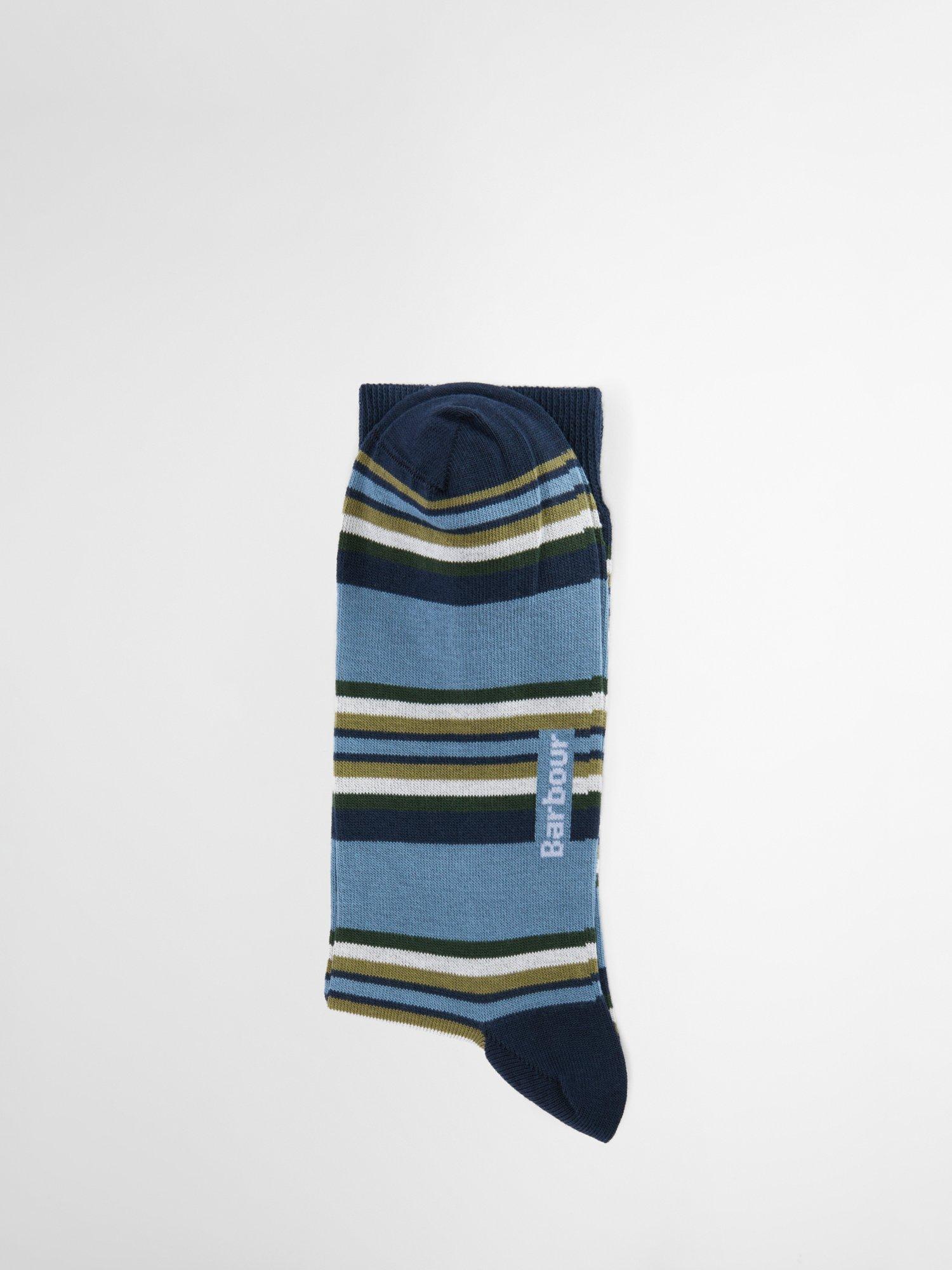 Product image 3 of 4, which shows Barbour Summer Stripe Socks, Pack of 2, Olive/Navy, M