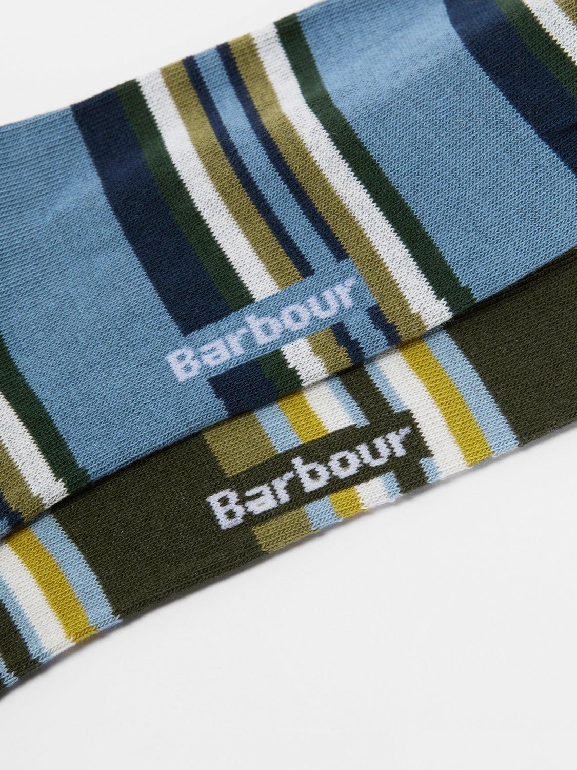 Product image 4 of 4, which shows Barbour Summer Stripe Socks, Pack of 2, Olive/Navy, M