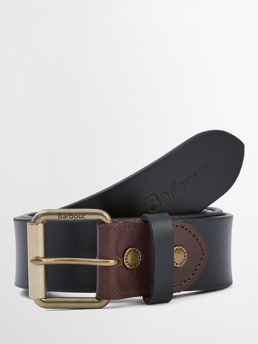 Product image 1 of 3, which shows Barbour Contrast Leather Belt, Black, M