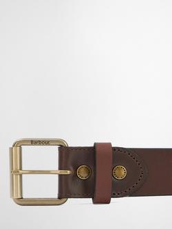 Barbour Contrast Leather Belt, Olive Brown/Brown - view 2, Olive Brown/Brown