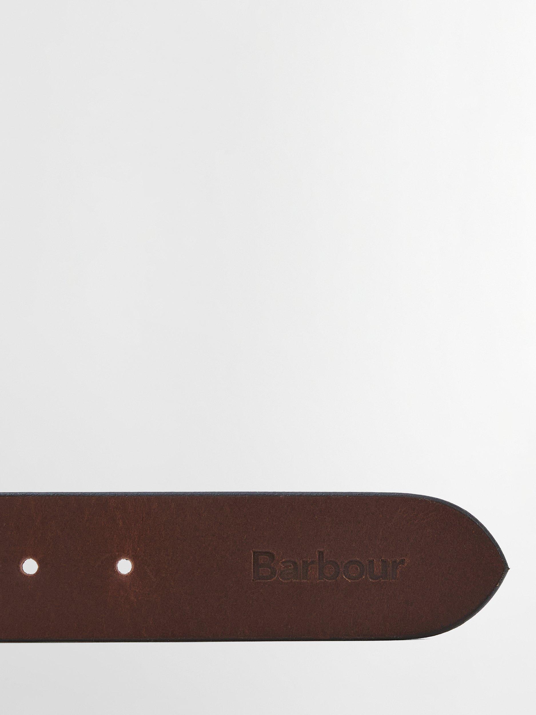 Product image 3 of 3, which shows Barbour Contrast Leather Belt, Olive Brown/Brown, M