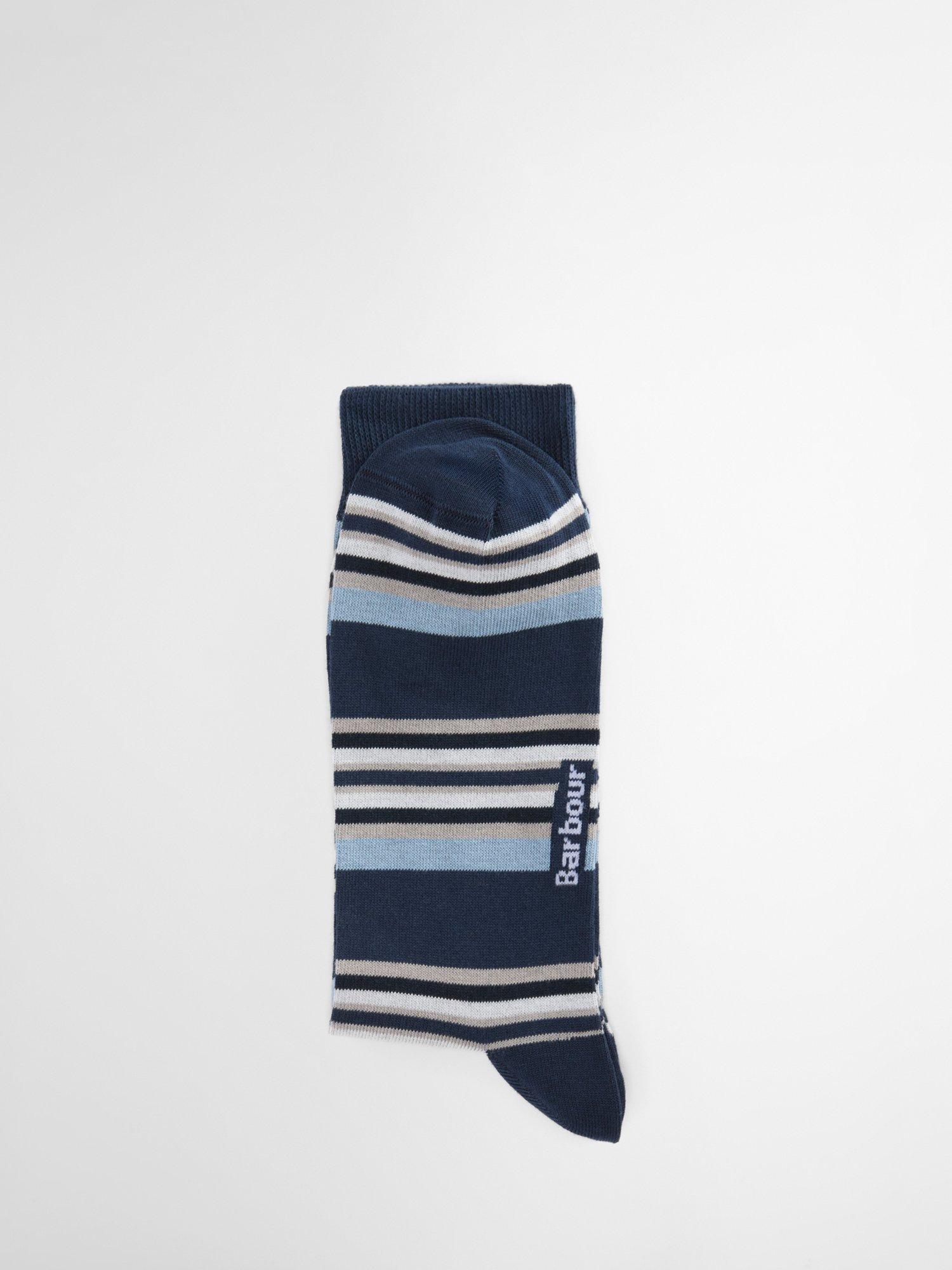 Product image 3 of 5, which shows Barbour Summer Stripe Socks, Pack of 2, Pink/Navy, M