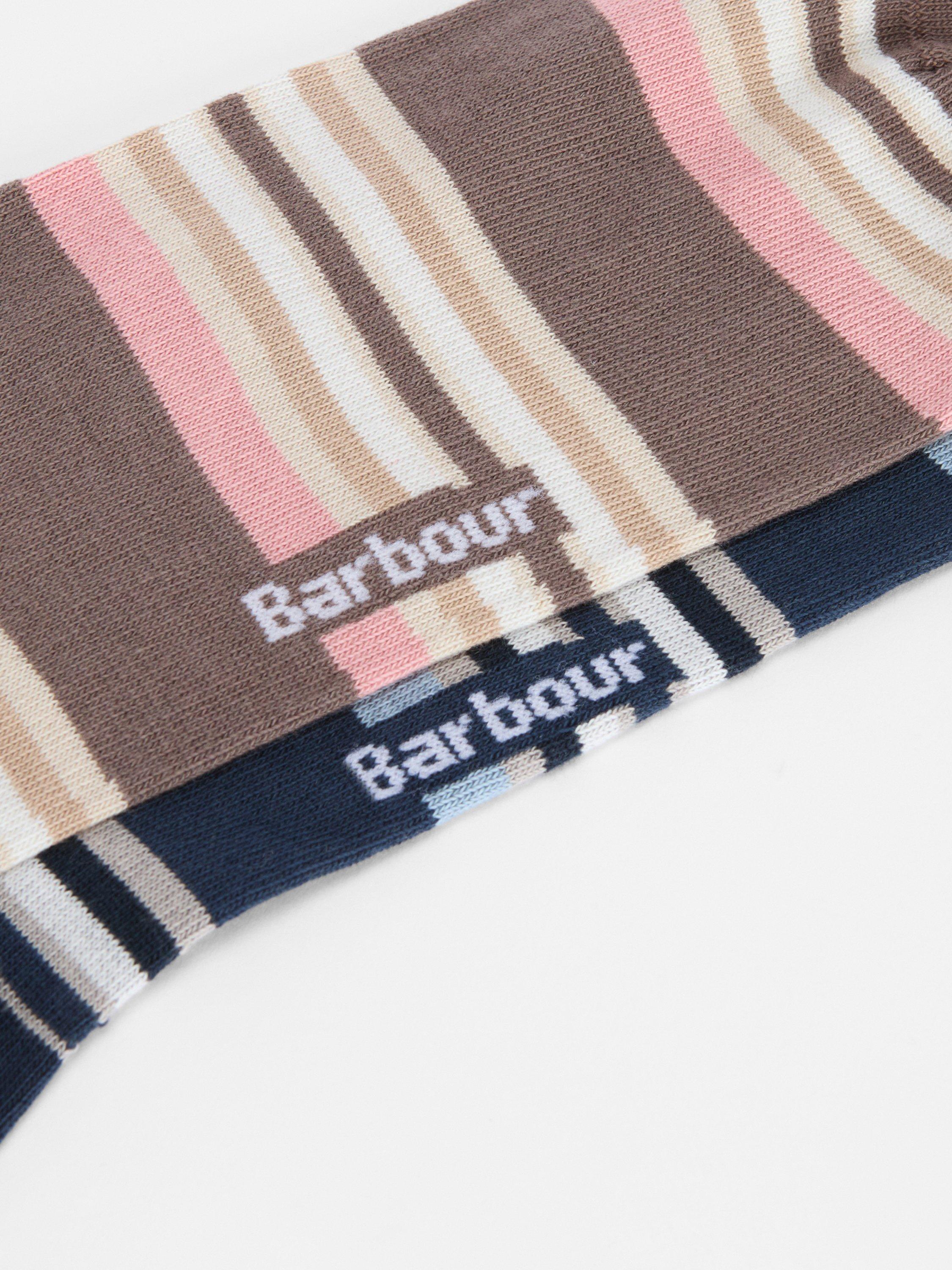 Product image 4 of 5, which shows Barbour Summer Stripe Socks, Pack of 2, Pink/Navy, M