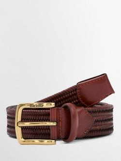 Barbour Stretch Leather Belt, Brown, Brown