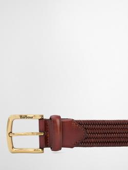 Barbour Stretch Leather Belt, Brown - view 2, Brown