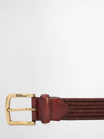 Barbour Stretch Leather Belt, Brown - view 2, Brown