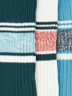 John Lewis Organic Cotton Rich Slub Stripe Socks, Pack of 3, Green Multi - view 2, Green Multi