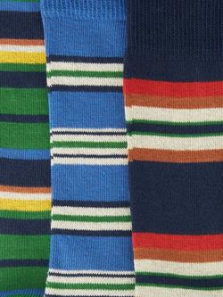 John Lewis Organic Cotton Rich Stripe Socks, Pack of 3, Multi - view 2, Multi