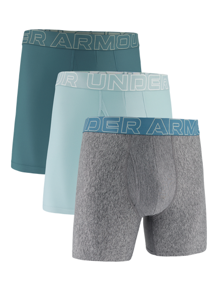 Under Armour Performance Waistband Boxers, Pack of 3, Blue,teal,grey, Blue,teal,grey