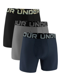 Under Armour Performance Waistband Boxers, Pack of 3, Black,grey,blue, Black,grey,blue