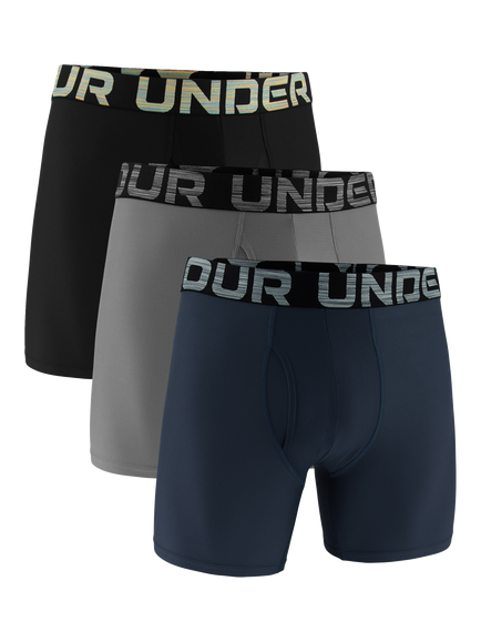 Under Armour Performance Waistband Boxers, Pack of 3, Black,grey,blue, Black,grey,blue